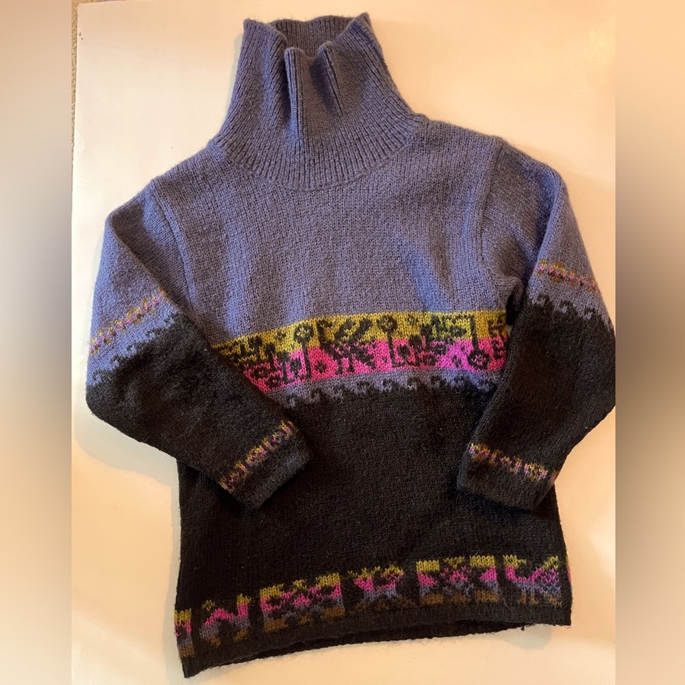 Vintage United Colors Of Benetton Sweater Made In Italy Wool Mohair S/M Tribal